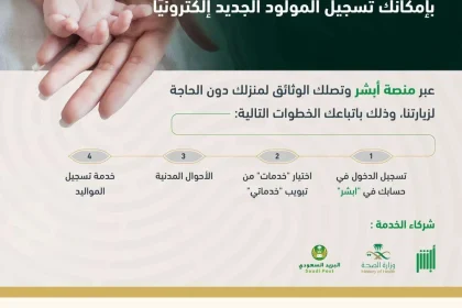الاحوال المدنيه: من أجل سلامتك أنت وأحبائك ، يمكنك تسجيل طفل جديد عبر الإنترنت
